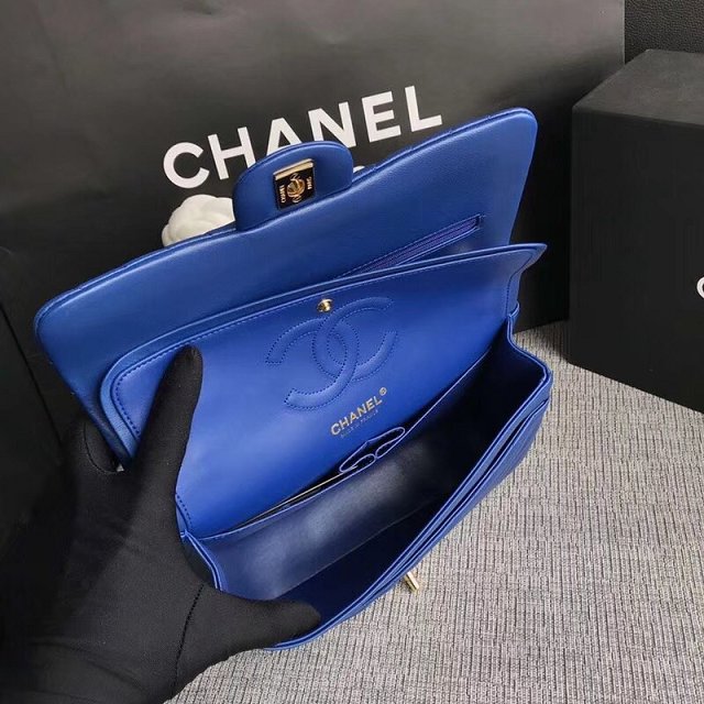 CC original lambskin medium double flap bag A1112-3 royal blue
