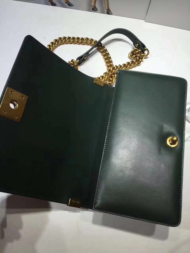 CC original python leather medium le boy flap bag 67086 blackish green