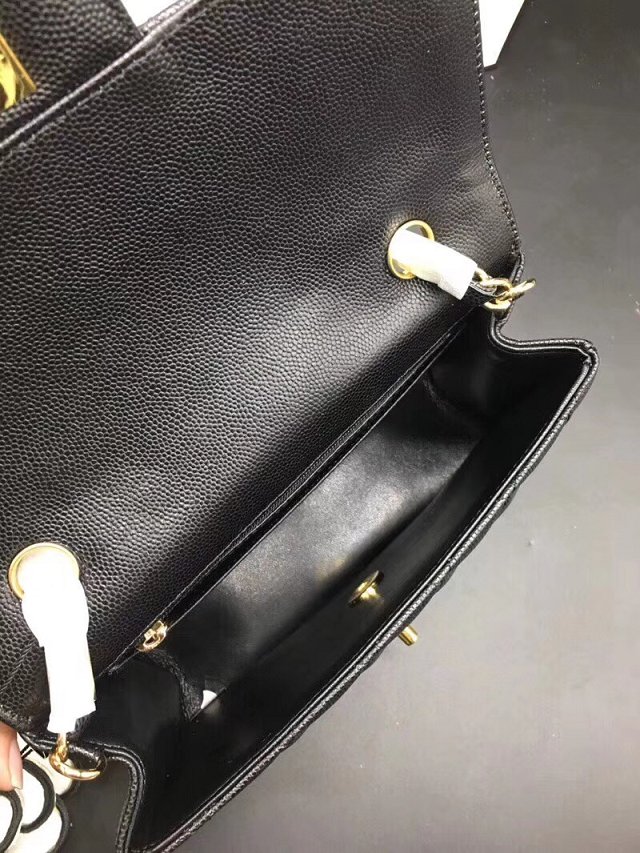 CC original grained calfskin mini flap bag A69900 black