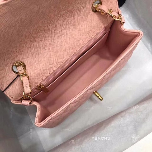 CC original grained calfskin mini flap bag A69900 pink