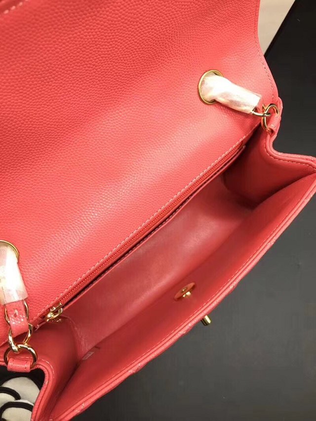 CC original grained calfskin mini flap bag A69900 red