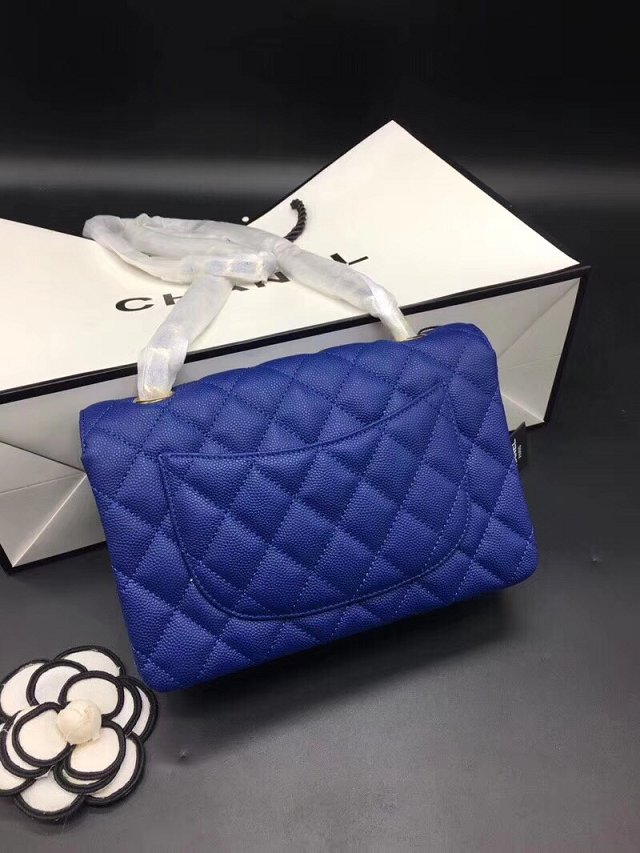 CC original grained calfskin mini flap bag A69900 royal blue