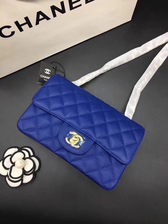 CC original grained calfskin mini flap bag A69900 royal blue
