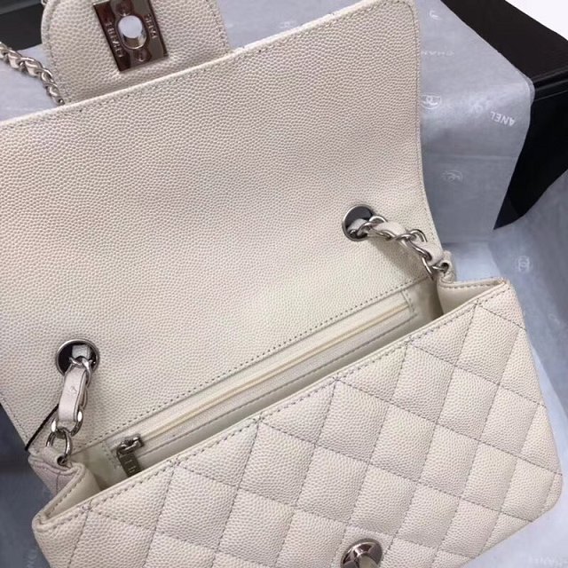 CC original grained calfskin mini flap bag A69900 white