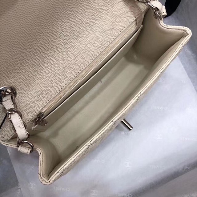 CC original grained calfskin mini flap bag A69900 white