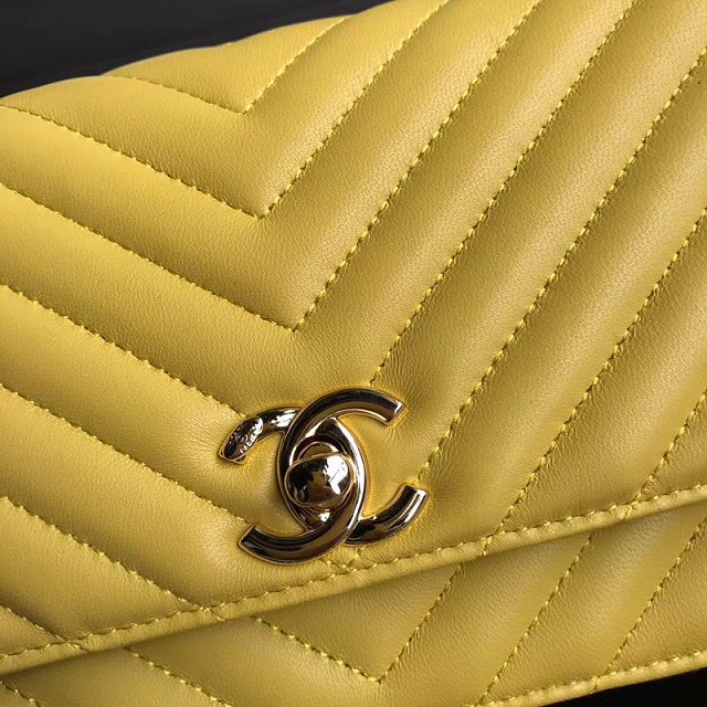 CC original lambskin leather woc chain bag 80982 yellow