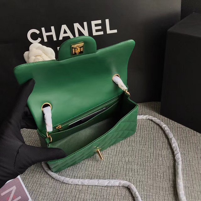 CC original lambskin mini flap bag A69900 green