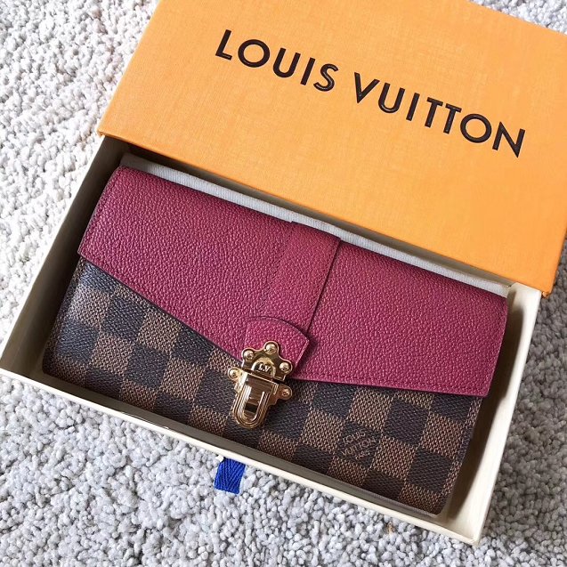 Louis vuitton original damier canvas clapton wallet MN64448 burgundy