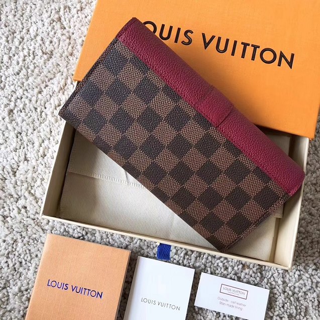 Louis vuitton original damier canvas clapton wallet MN64448 burgundy