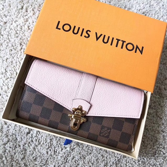 Louis vuitton original damier canvas clapton wallet N64447 pink