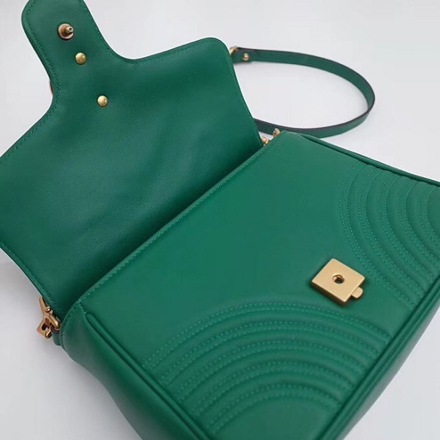 2018 GG Marmont orignal clafskin small top handle bag 498110 green