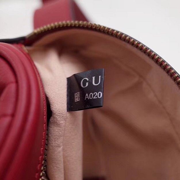 2018 GG Marmont matelasse leather large belt bag 491294 red