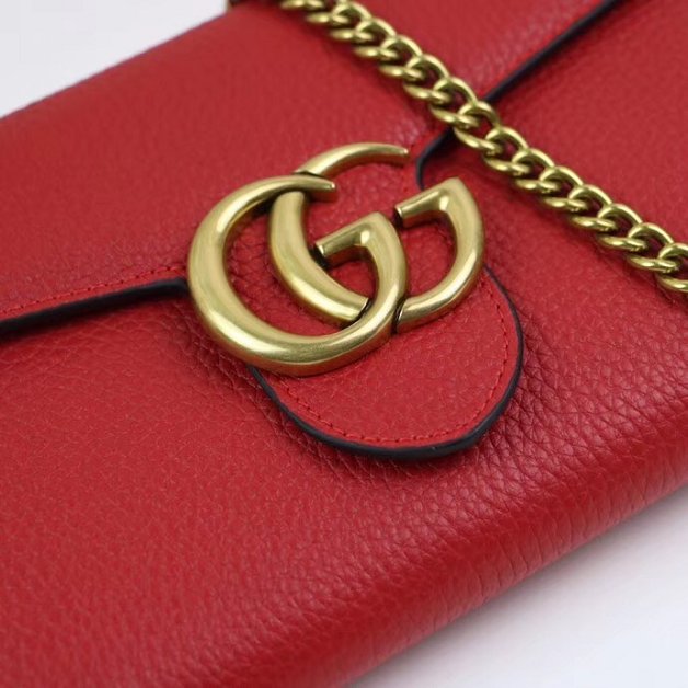 2018 GG marmont original calfskin chain shoulder bag 401232 red