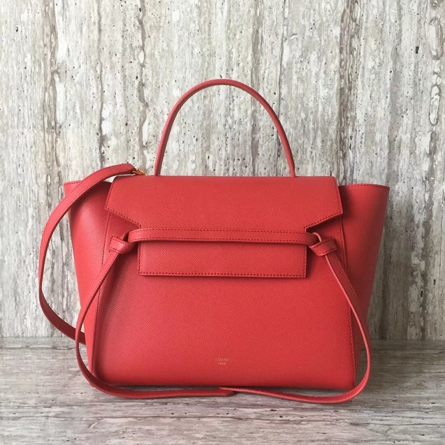 Celine original grained calfskin mini belt bag 189103 red