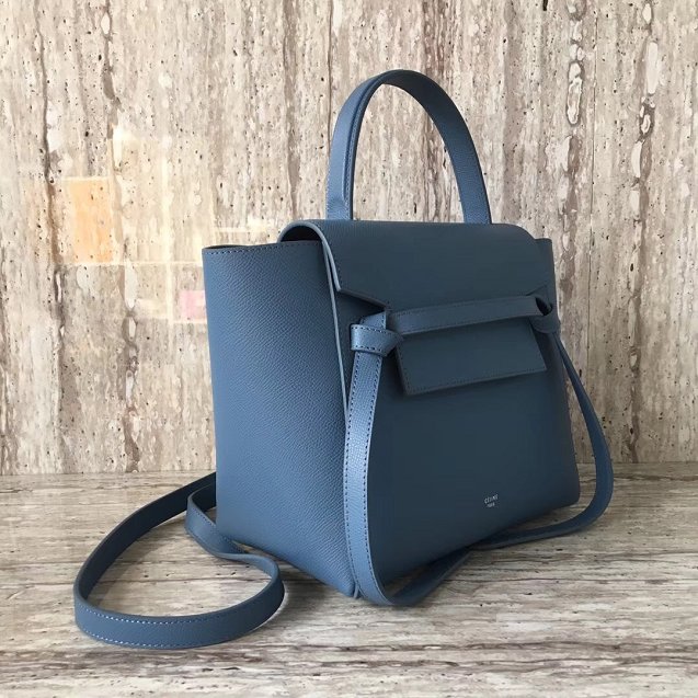 Celine original grained calfskin micro belt bag 189153   blue