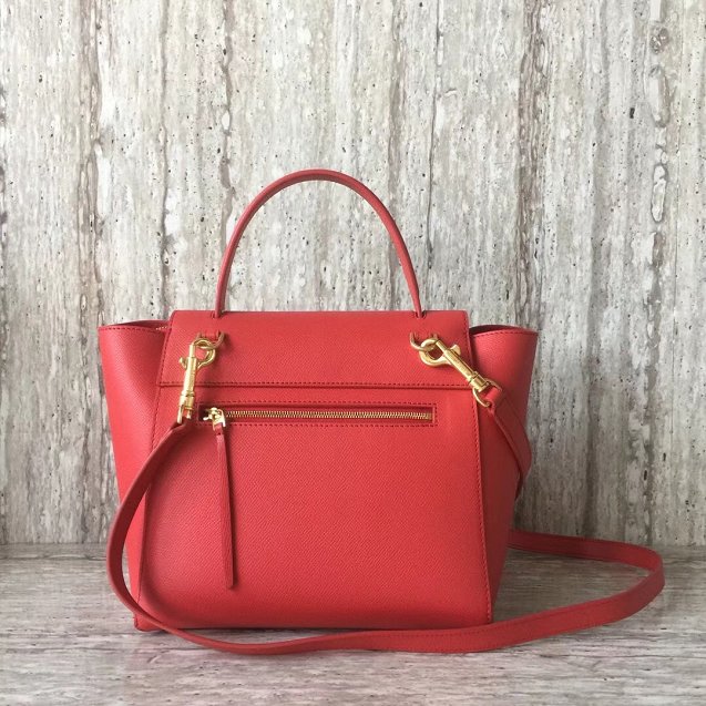 Celine original grained calfskin micro belt bag 189153 red