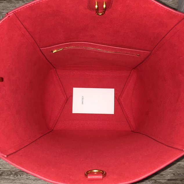 2018 celine original grained calfskin sangle medium bucket bag 77427 red