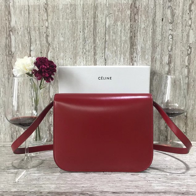 Celine original liege calfskin large classic box bag 11045-1 crimson 