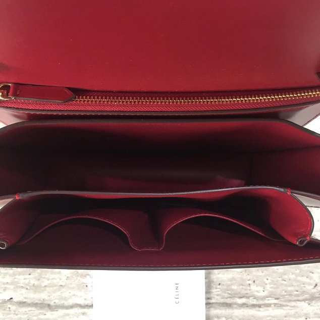 Celine original liege calfskin large classic box bag 11045-1 crimson 