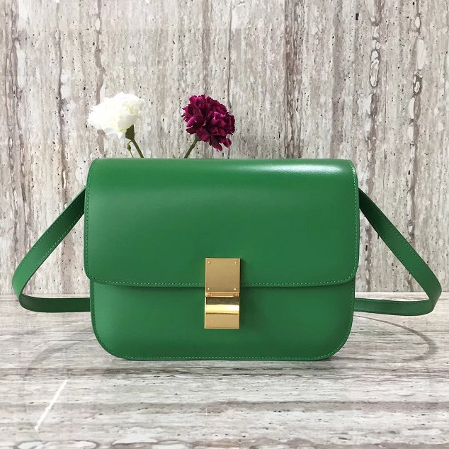 Celine original liege calfskin large classic box bag 11045-1 grass green