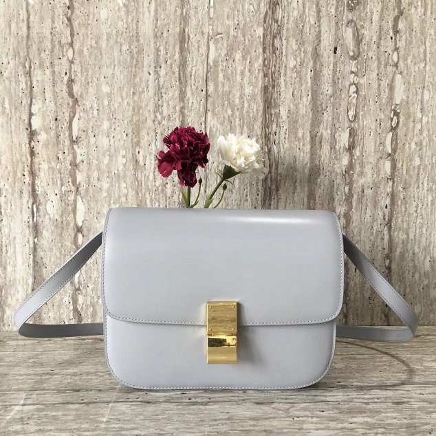 Celine original liege calfskin large classic box bag 11045-1 grey