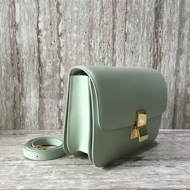 Celine original liege calfskin large classic box bag 11045-1 light green