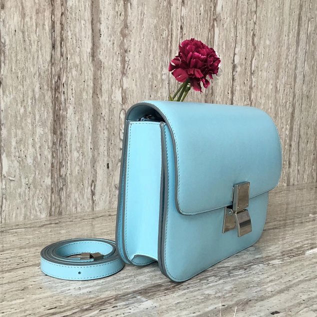 Celine original liege calfskin large classic bag 11045-1 sky blue