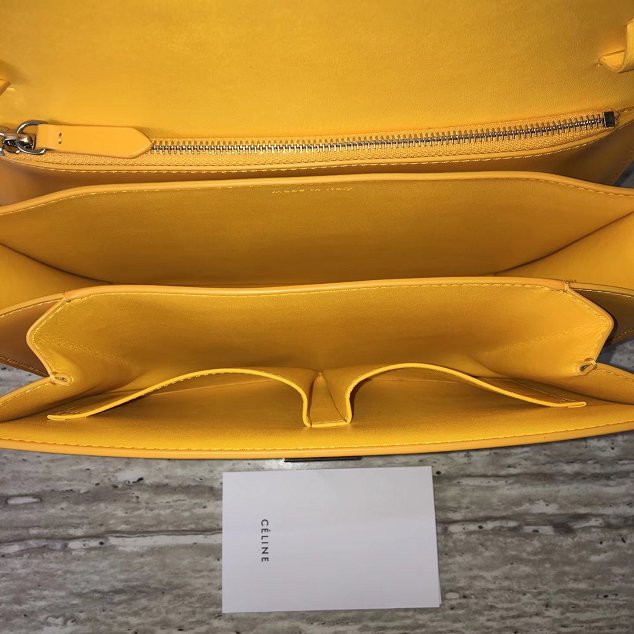 Celine original liege calfskin large classic box bag 11045-1 yellow