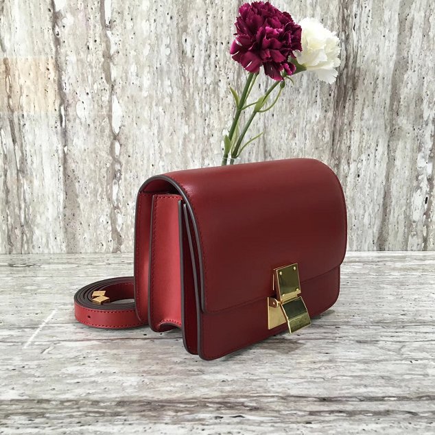 Celine original liege calfskin small classic bag 11041-1 crimson 