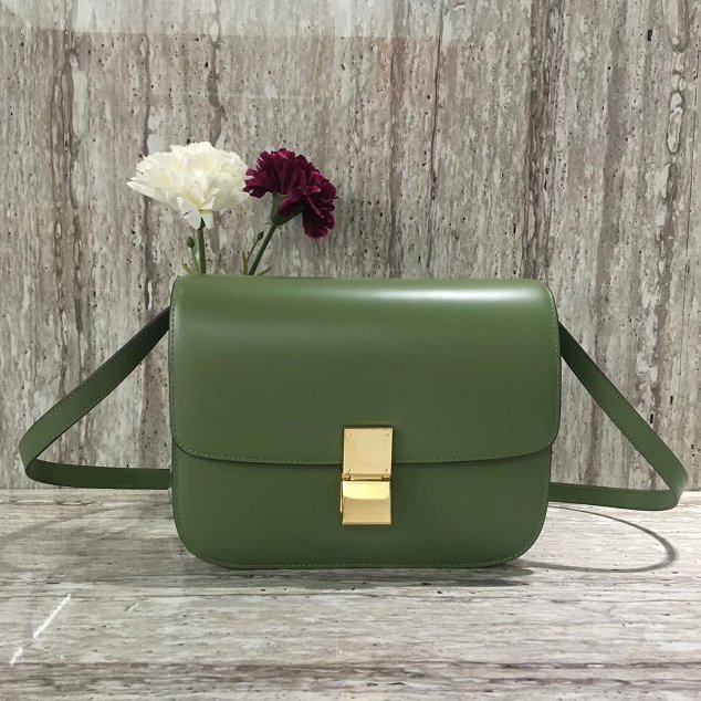 Celine original liege calfskin large classic bag 11045-1 green