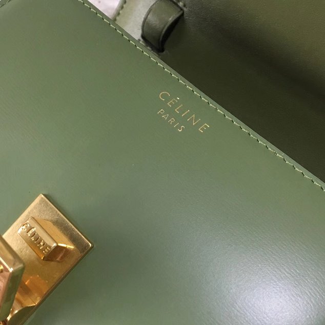 Celine original liege calfskin small classic bag 11041-1 green