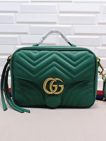 2018 GG Marmont original calfskin small shoulder bag 498100 green