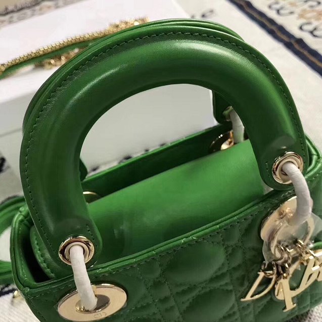 Dior original lambskin mini lady dior bag M0505 green