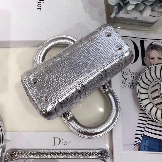 Dior original lambskin mini lady dior bag M0505 silver 