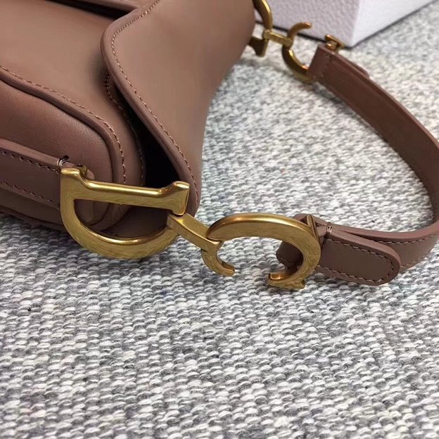 2018 Dior original calfskin mini saddle bag M0447 nude