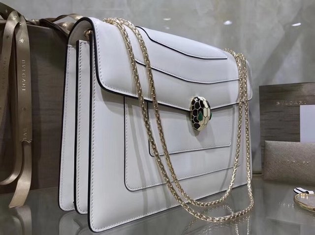 Blvgari original calfskin serpenti forever cover flap bag 283170 white