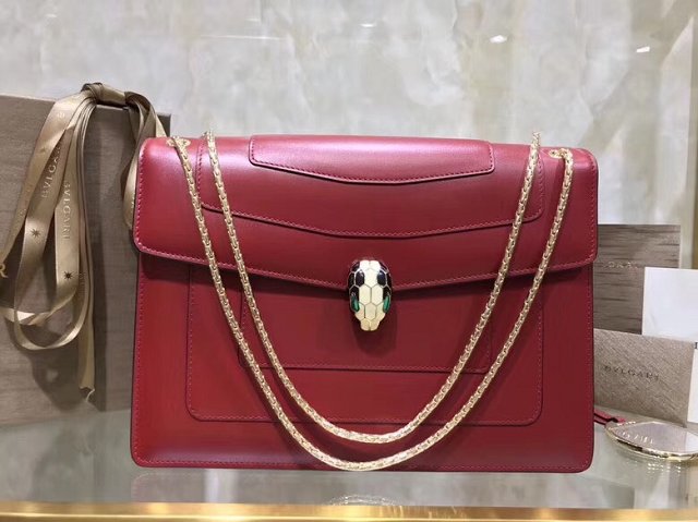 Blvgari original calfskin serpenti forever cover flap bag 283170 wine red