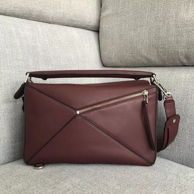 Loewe original calfskin puzzle bag 20155 burgundy