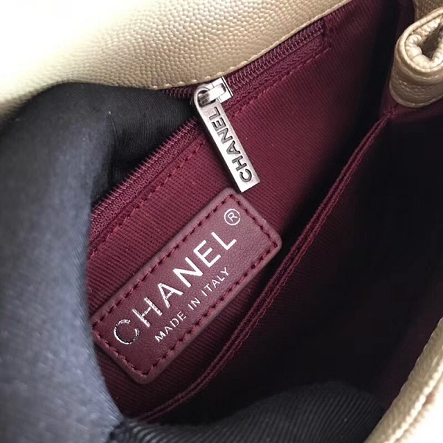 2018 CC original grained calfskin small flap bag with top handle A92990 light gold