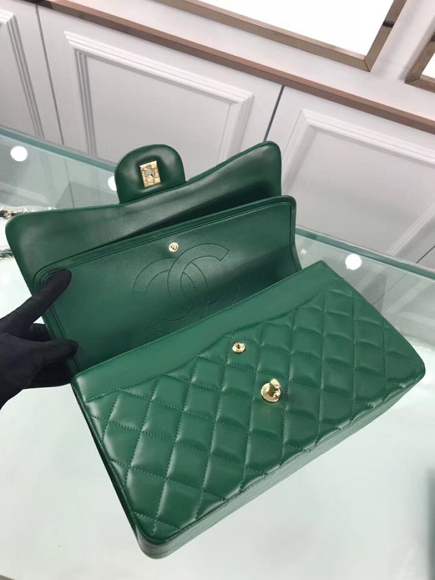 CC original lambskin large double flap bag A58600-2 green