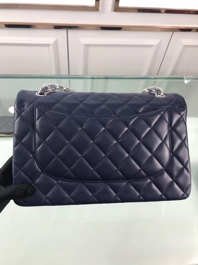 CC original lambskin large double flap bag A58600-2 navy blue