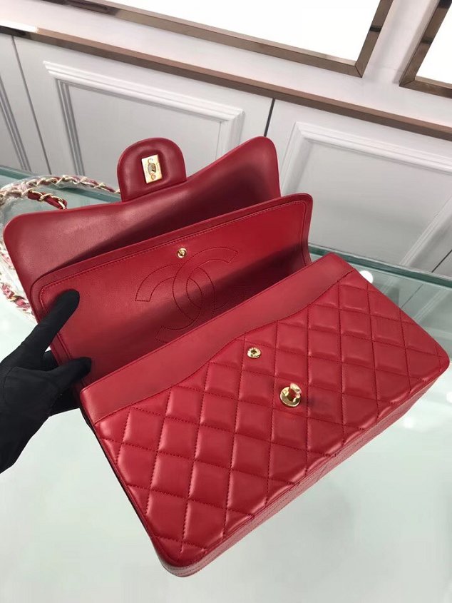 CC original lambskin large double flap bag A58600-2 red