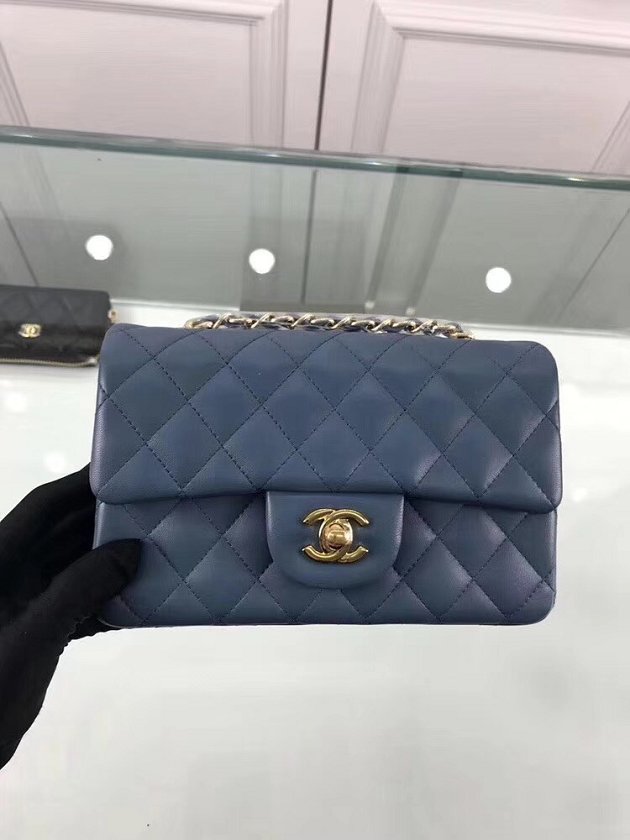 CC original lambskin leather small flap bag A69900 royal blue