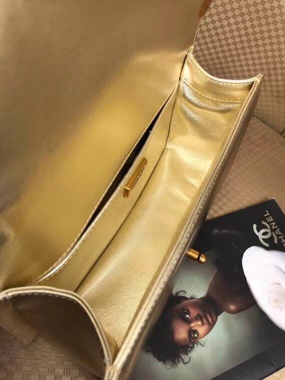 CC original python leather medium le boy flap bag 67086 light gold