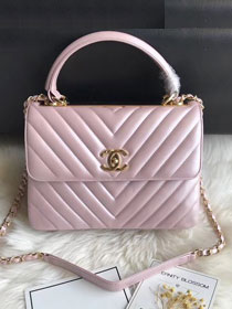 2018 CC original lambskin top handle flap bag A92236-2 light pink