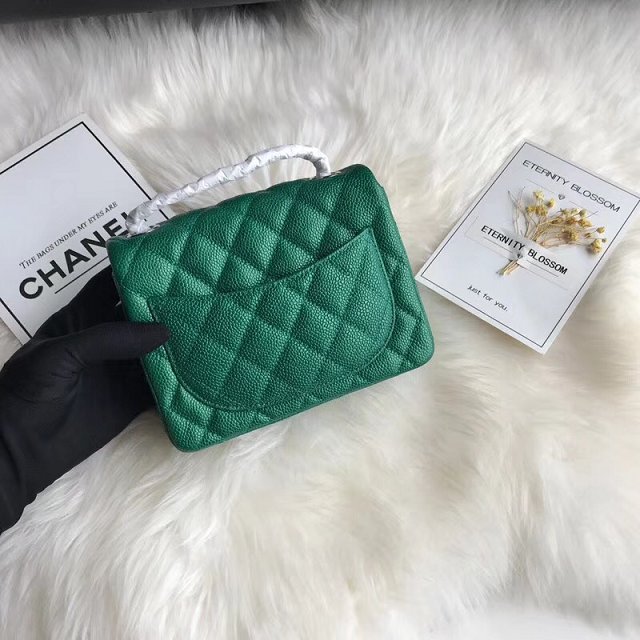 CC original grained calfskin super mini flap bag A35200 green