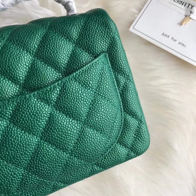 CC original grained calfskin super mini flap bag A35200 green