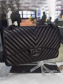 CC original lambskin leather large double flap bag A58600-3 black hardware