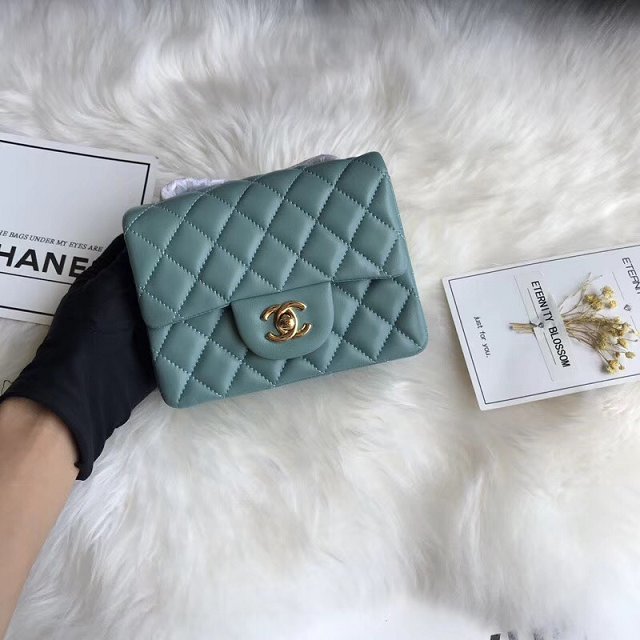 CC original lambskin super mini flap bag A35200 lake blue