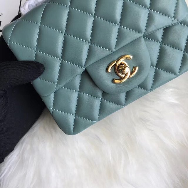 CC original lambskin super mini flap bag A35200 lake blue